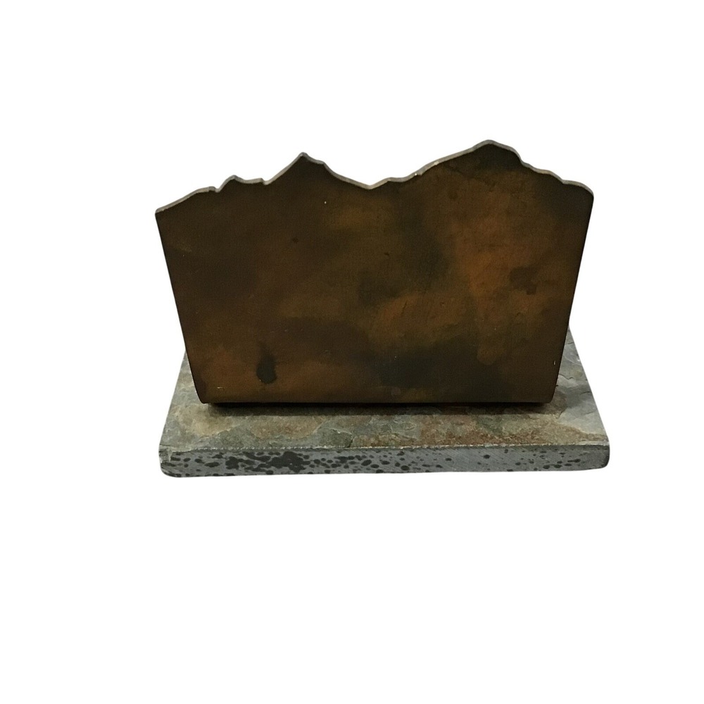 Rustic Metal Moose Letter & Business Card Holder‎ Set Slate Base Cabin Decor - Picture 3 of 14